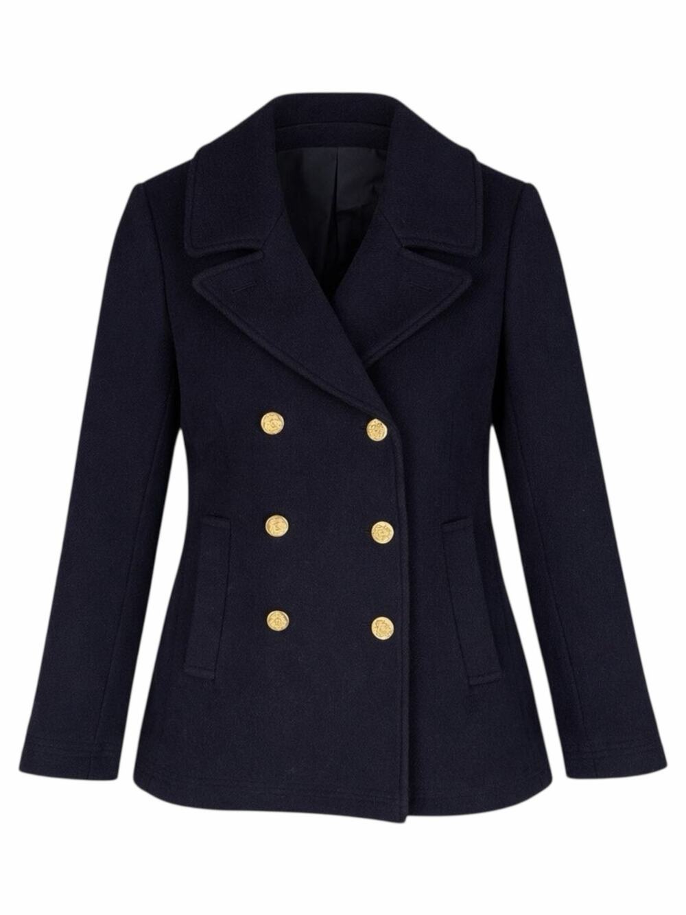 J. Crew Wool Blend Double Breasted Short Coat Stadium Cloth Navy Size 2